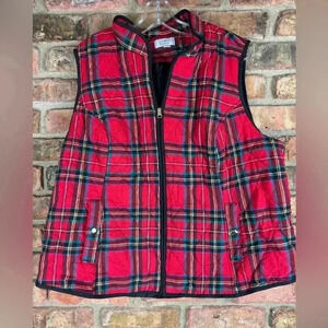 Croft & Barrow plaid quilted vest red black size XXL
